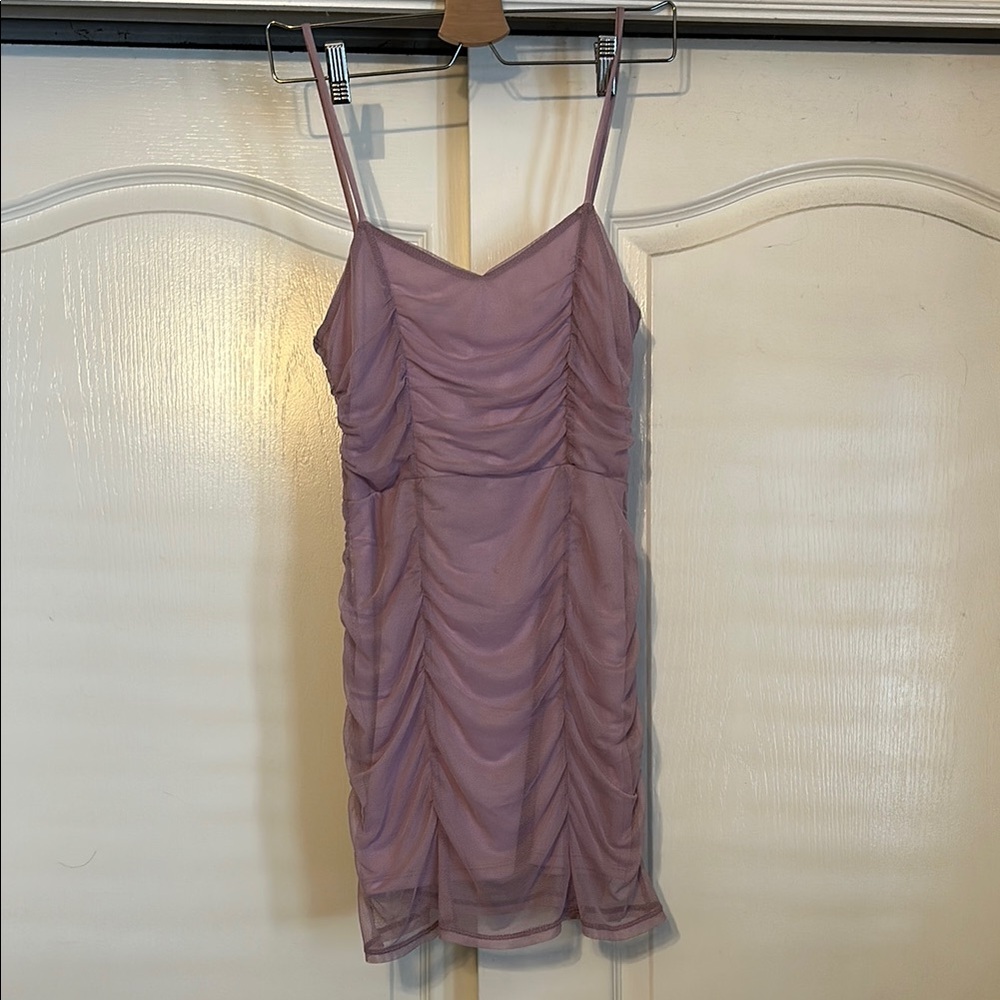 Elegant Ruched Lavender Dress